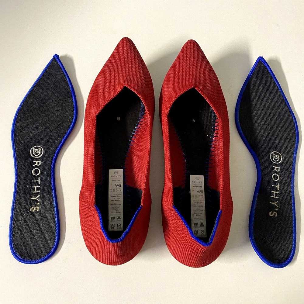 ROTHY'S Ballet Flat Loafer Pointed Toe Red Slip O… - image 10