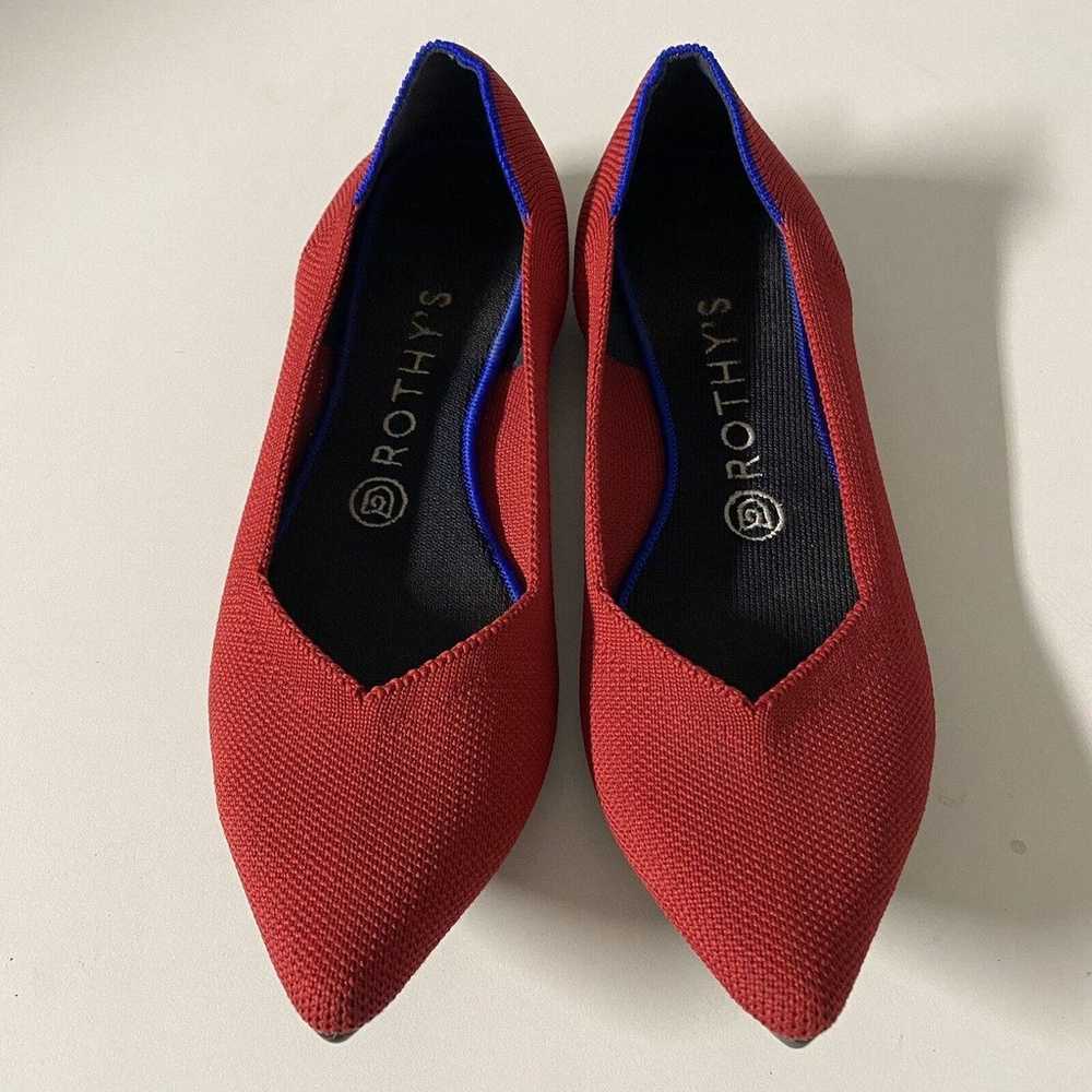 ROTHY'S Ballet Flat Loafer Pointed Toe Red Slip O… - image 5