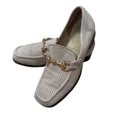 Gucci tan suede perforated horsebit loafers women… - image 1