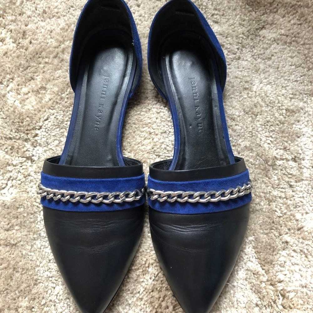 Jenni Kayne Black Blue Leather Suede Dorsay Flats… - image 1