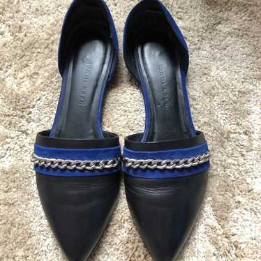 Jenni Kayne Black Blue Leather Suede Dorsay Flats 