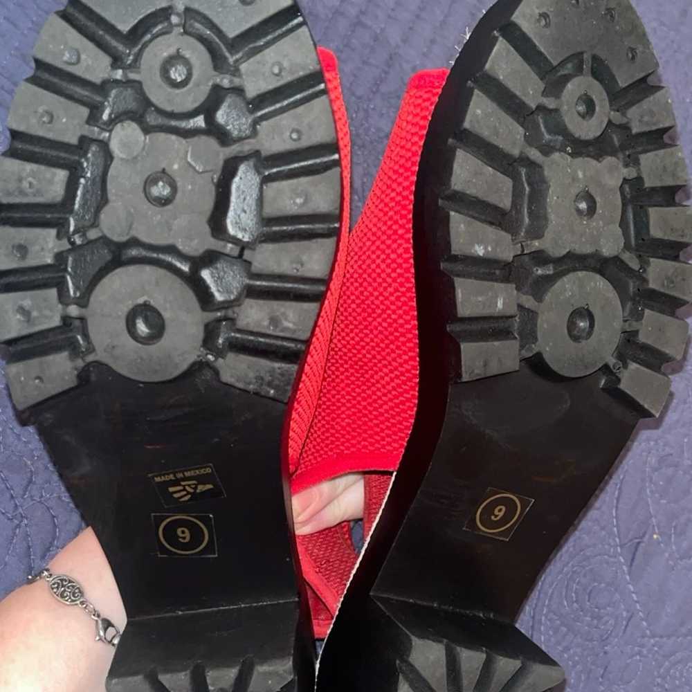 Charleston Shoe Company Red Canvas heeled sandals… - image 2