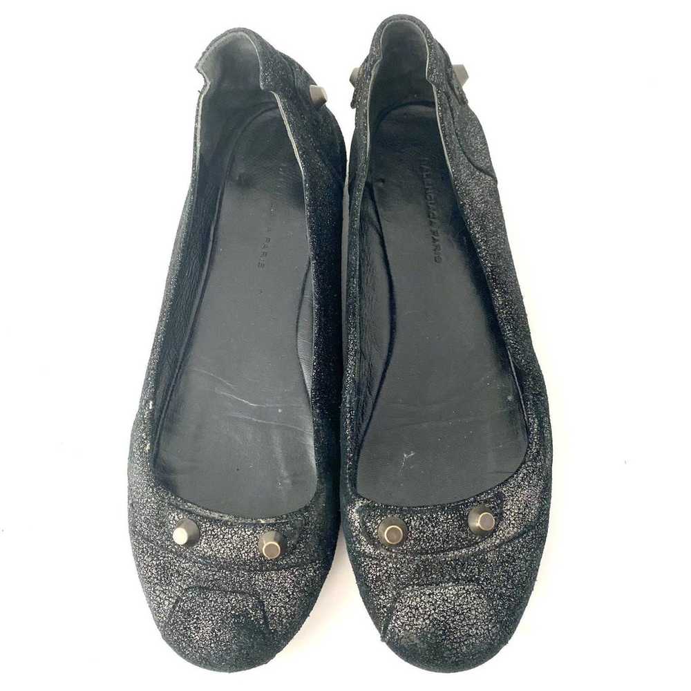 Balenciaga Distressed Black Crackled Leather Aren… - image 3