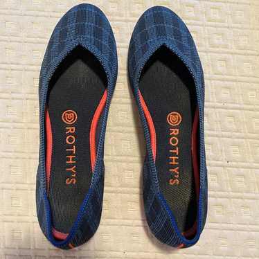 Rothy’s Indigo Gingham Check Flat