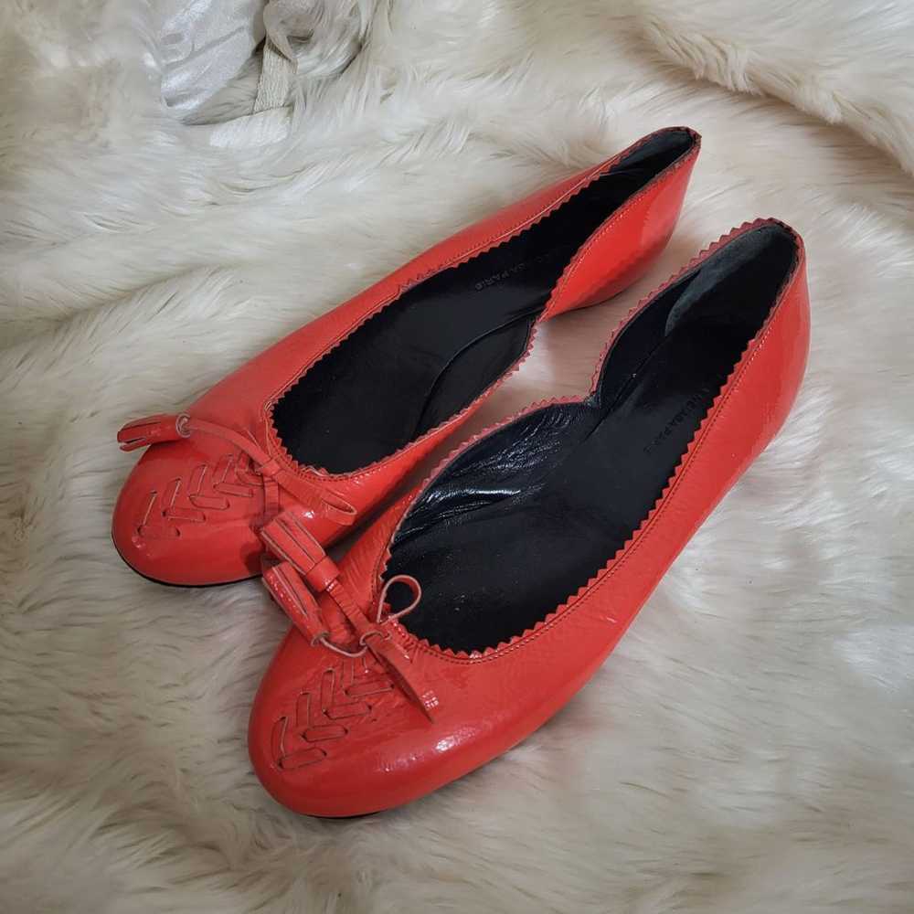 Balenciaga Redish Orange Patent Leather Flats Sz … - image 1