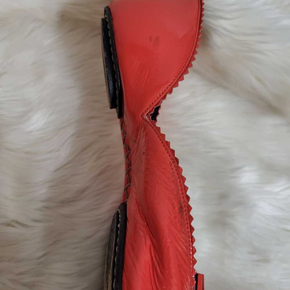 Balenciaga Redish Orange Patent Leather Flats Sz … - image 5