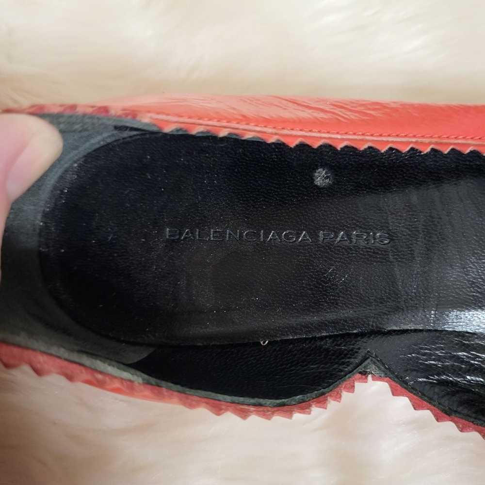 Balenciaga Redish Orange Patent Leather Flats Sz … - image 6