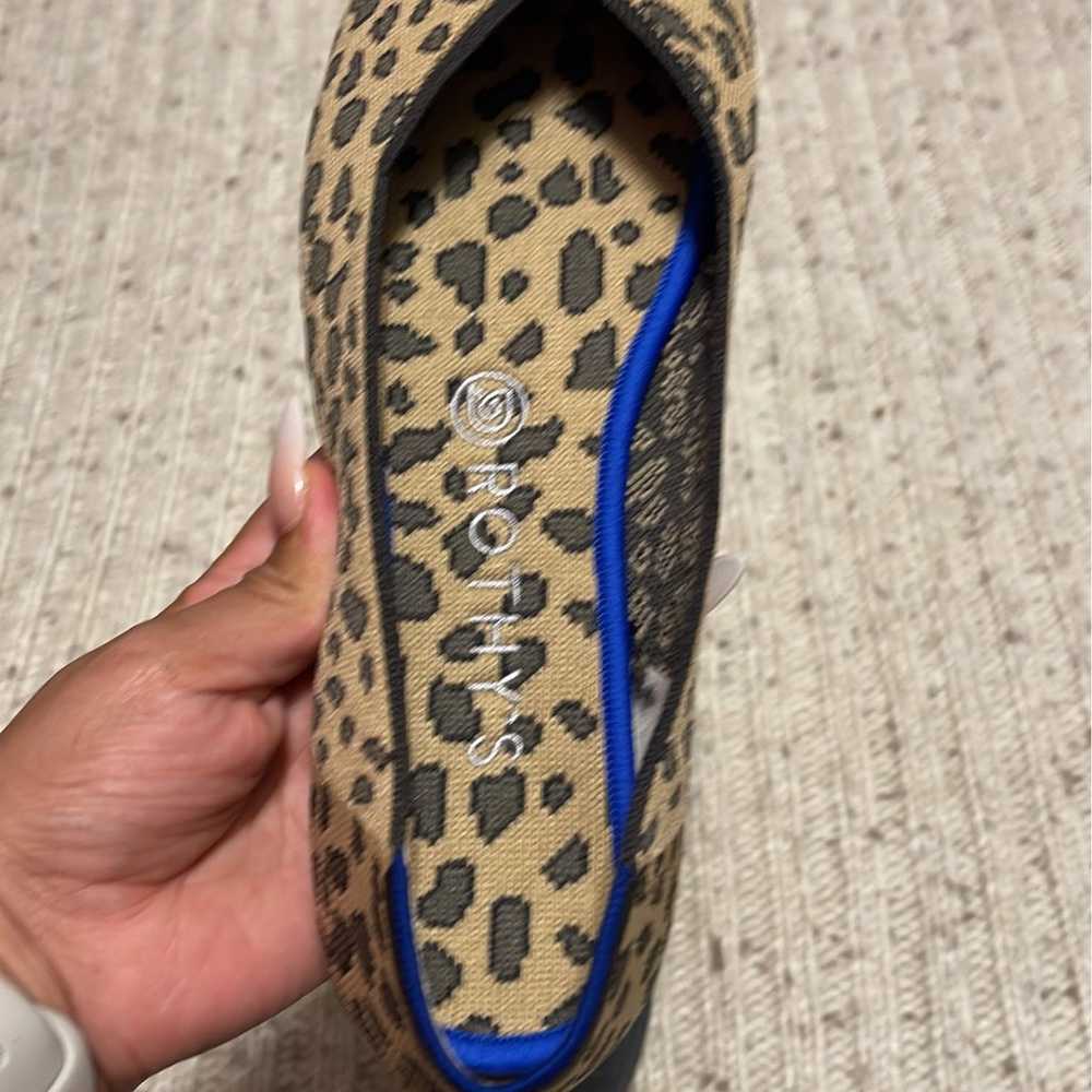 Rothys Spotted Leopard Blue Halo Red Heel Flats s… - image 8