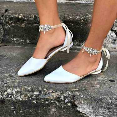 Wedding flats with rhinestone ribbon tie around a… - image 1