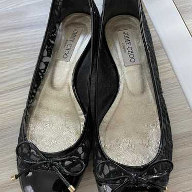 Jimmy Choo Lace & Patent Leather Flats