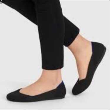 Rothys Round Toe Black Knit Ballet Flats