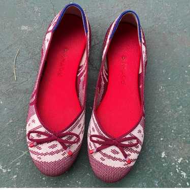 Rothy’s Burgundy Botanical Ballet Flats with Bow S