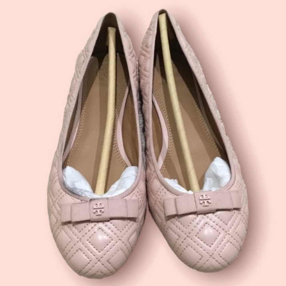 Tory Burch Marion Quilted Flats Shoes (Seashell P… - image 1