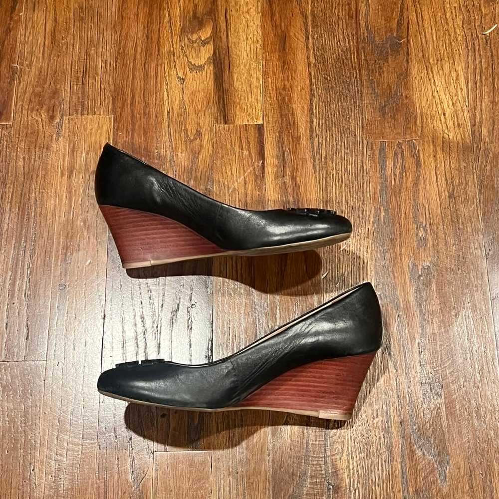 Tory Burch Black Leather Lowell  Wedges - image 6