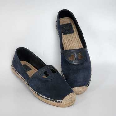 Tory Burch Navy Suede Espadrille Loafers Slip on - image 1