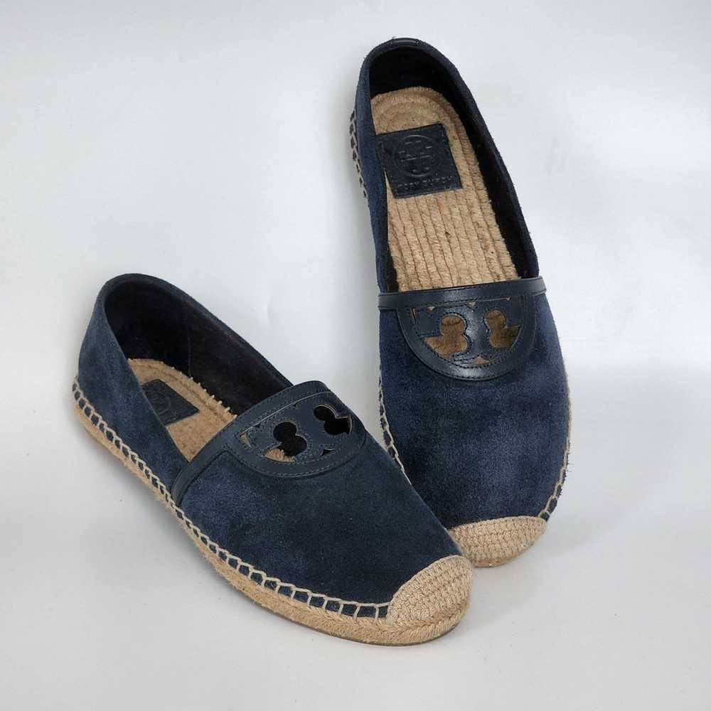 Tory Burch Navy Suede Espadrille Loafers Slip on - image 9