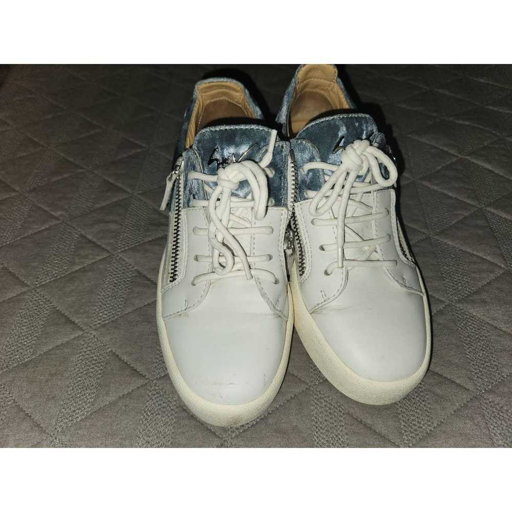 Giuseppe Zanotti white blue velvet sneakers 37 1/2 - image 3