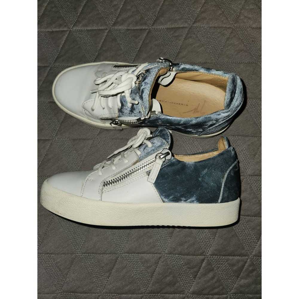 Giuseppe Zanotti white blue velvet sneakers 37 1/2 - image 7