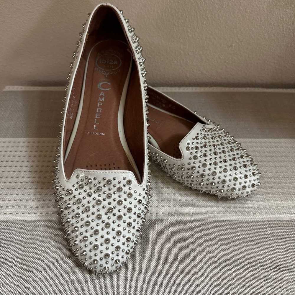 Jeffrey Campbell Martini Spiked Flats Shoes White… - image 1