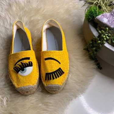 CHIARA FERRAGNI Yellow Espadrille Platform Flat L… - image 1