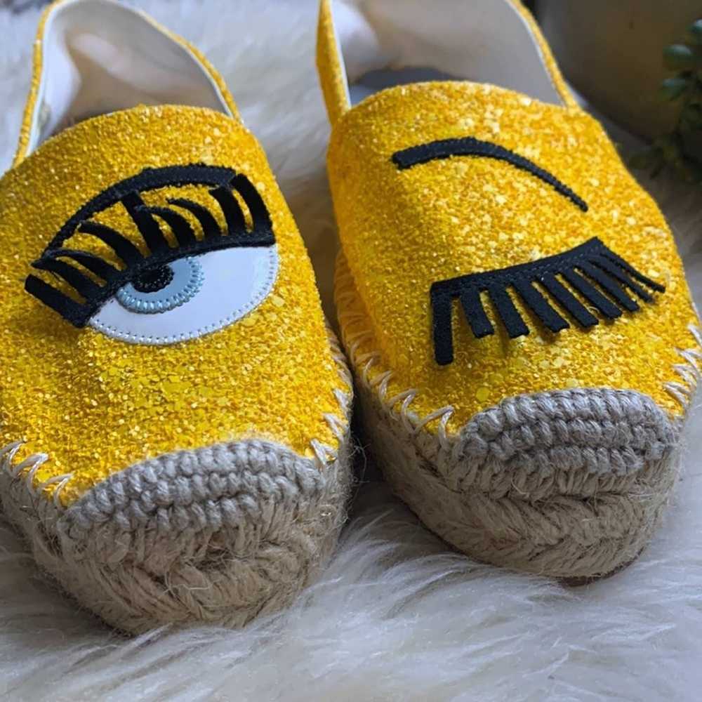 CHIARA FERRAGNI Yellow Espadrille Platform Flat L… - image 8