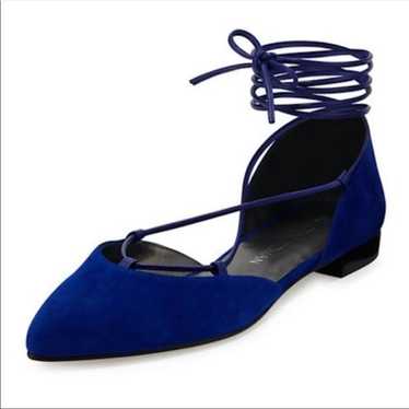 Stuart Weitzman Gilligan Blue Suede D'Orsay Wrapa… - image 1