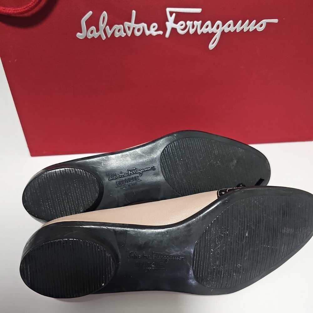 Ferragamo Leather Graziosa Bow Ballet Flats - image 9