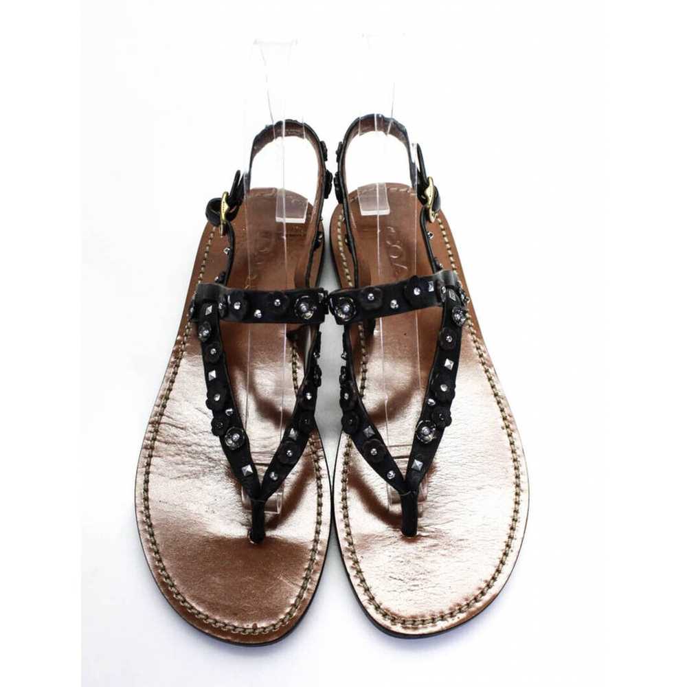 Coach Floral Embellished Leather Sandals 6 Black … - image 2
