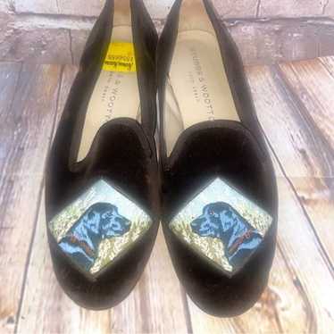 Stubbs and Wootton Suede Embroidered Flats Size 5… - image 1