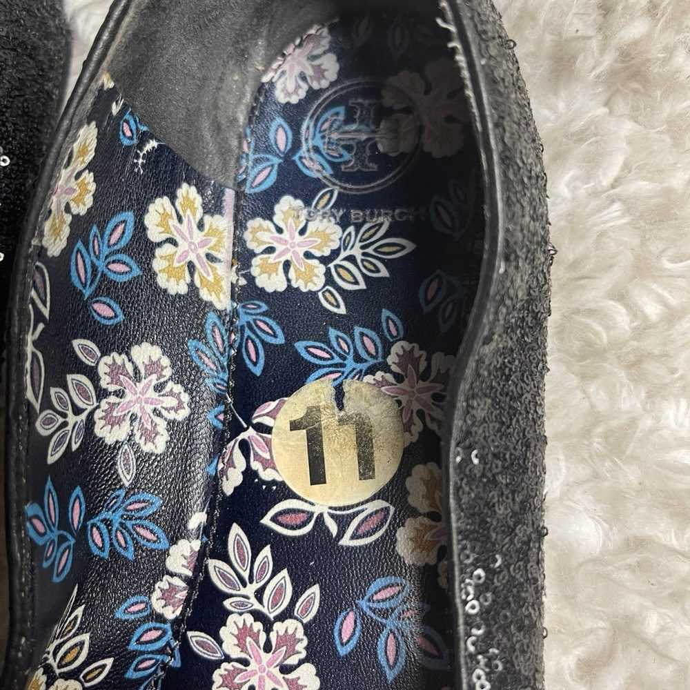Tory Burch Divine Bow  black Sequin Leather Flats… - image 10