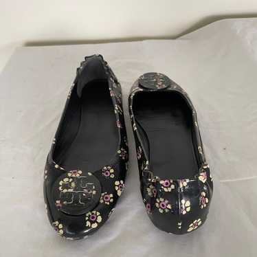 Tory Burch Floral Minnie Leather Balket Flats - image 1