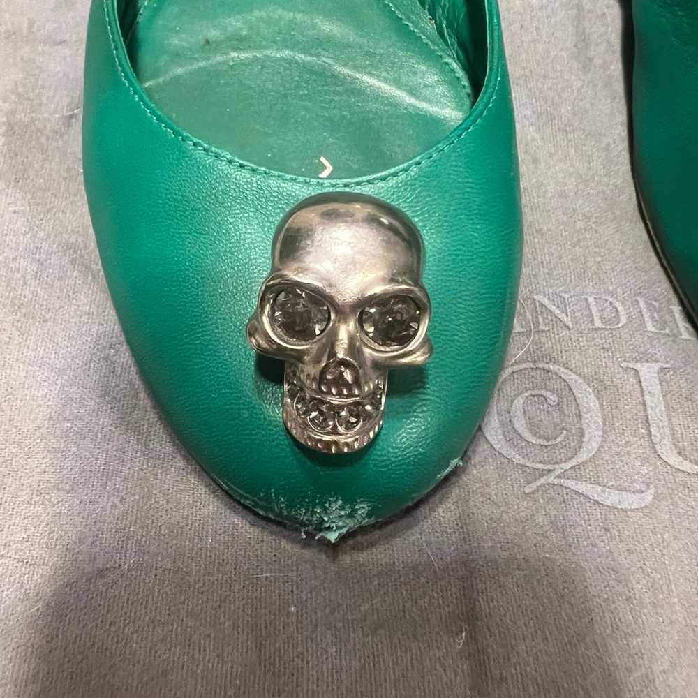 ALEXANDER MCQUEEN Crystal Skull Leather Green Bal… - image 4