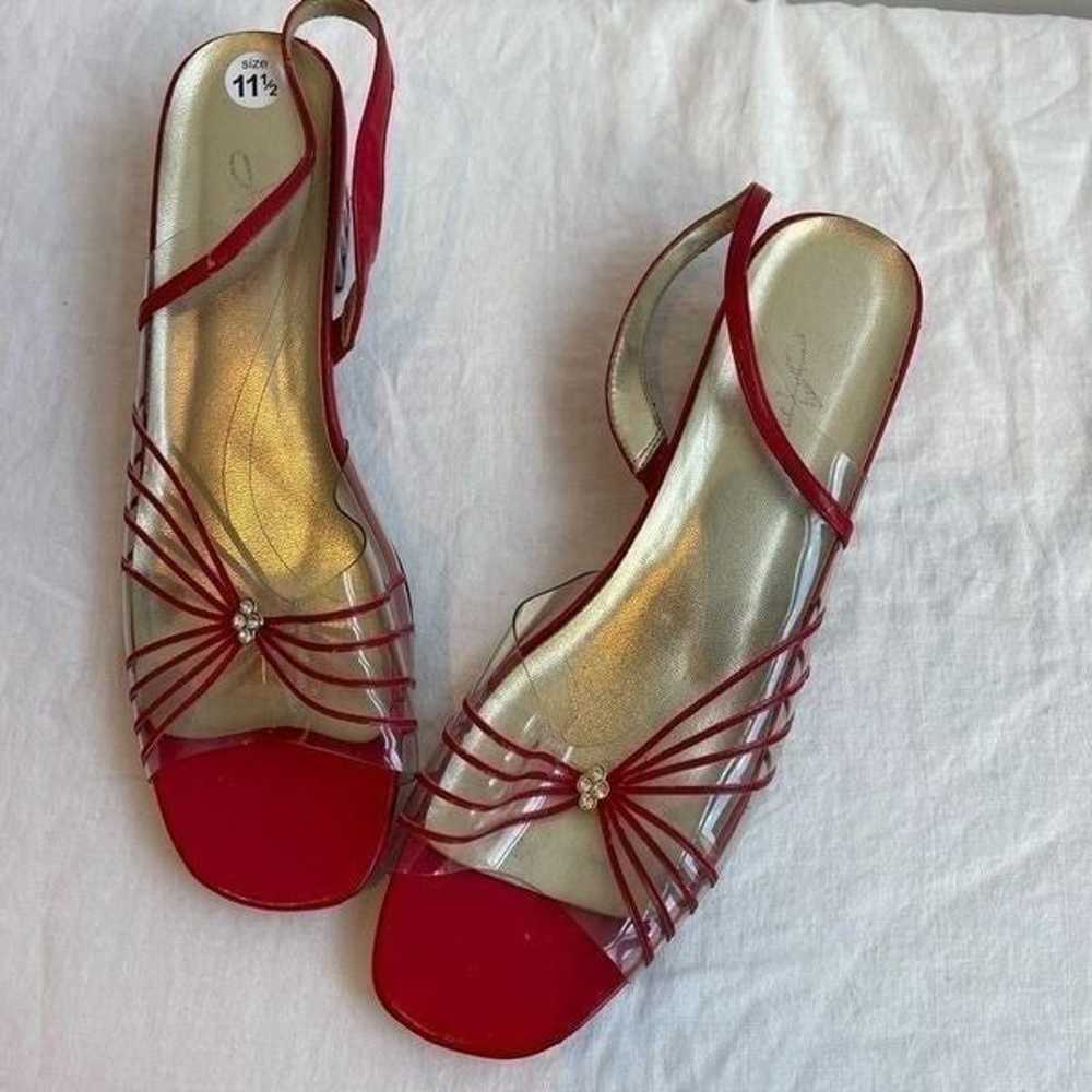 Vintage Red 1970’s Strappy Clear Plastic Sandals … - image 2