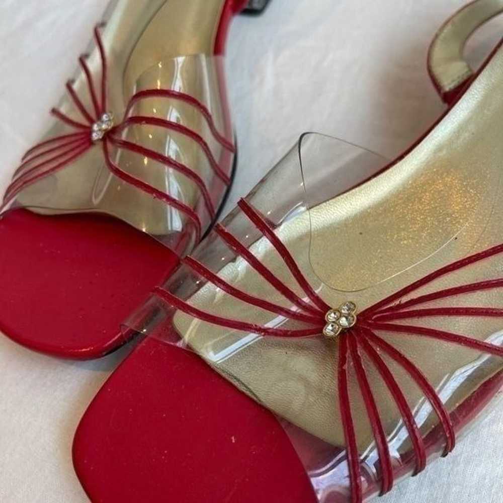 Vintage Red 1970’s Strappy Clear Plastic Sandals … - image 3
