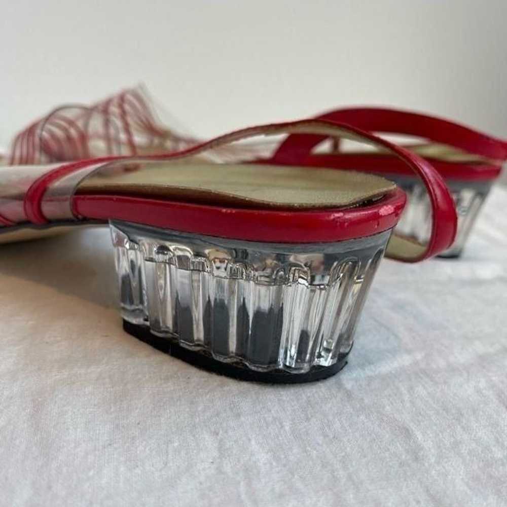 Vintage Red 1970’s Strappy Clear Plastic Sandals … - image 4