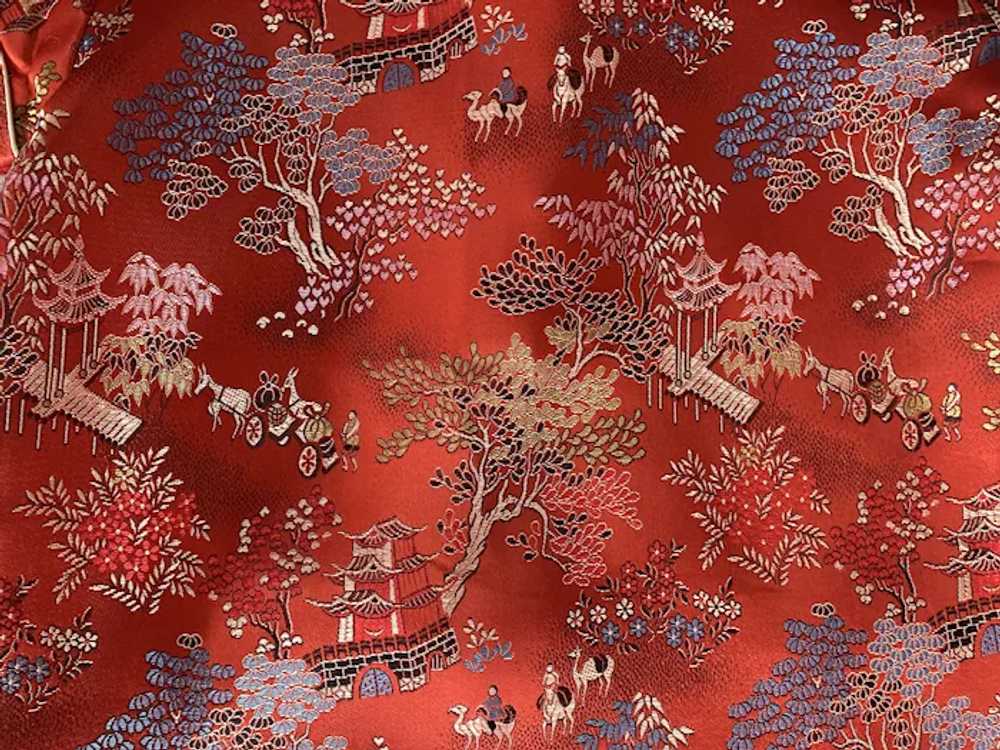 Children's Vintage Chinese Red Silk Or Rayon Broc… - image 4