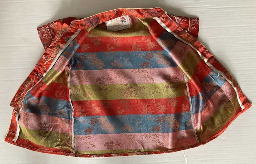 Children's Vintage Chinese Red Silk Or Rayon Broc… - image 5