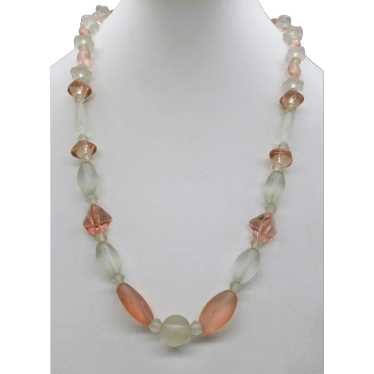 VINTAGE  Satin Glass  22 Inch Necklace  Pretty in… - image 1