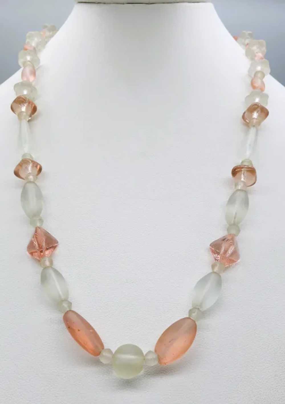 VINTAGE  Satin Glass  22 Inch Necklace  Pretty in… - image 2