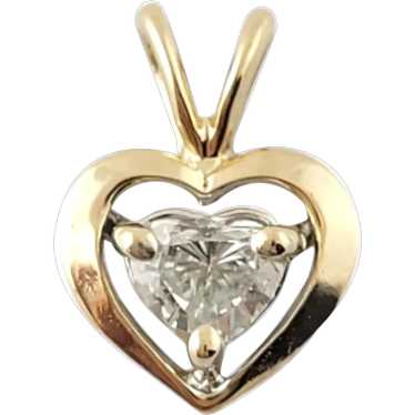 14K Yellow Gold Heart Shaped Diamond Heart Pendan… - image 1