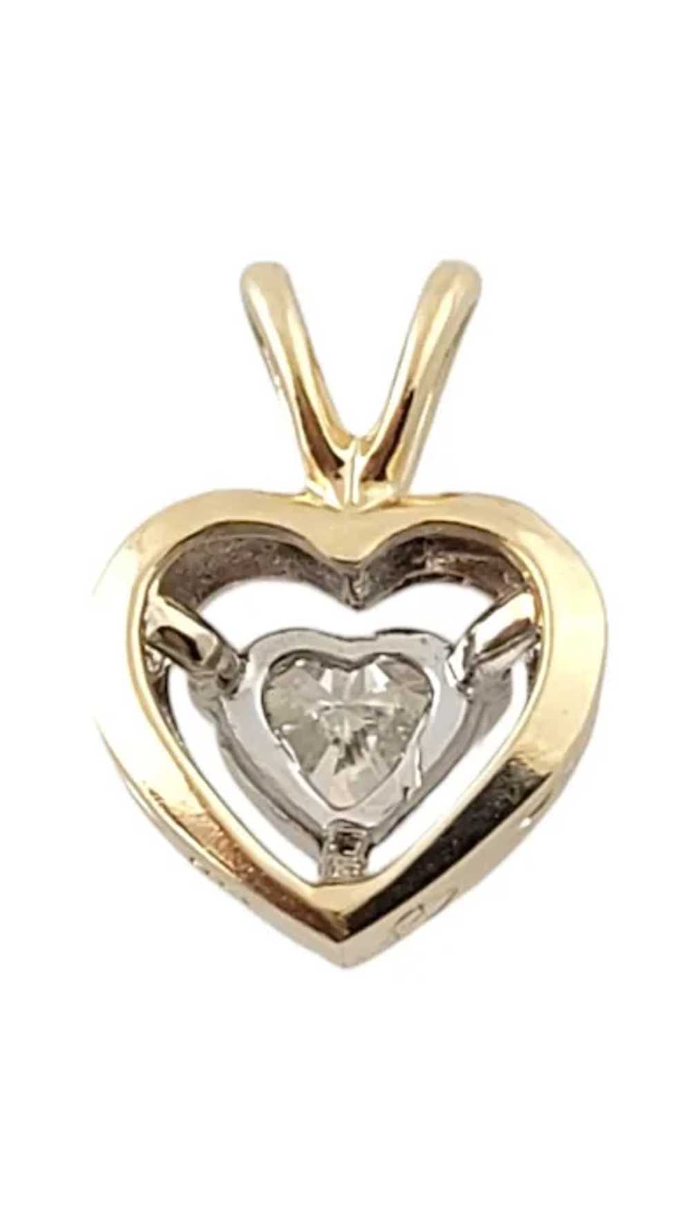 14K Yellow Gold Heart Shaped Diamond Heart Pendan… - image 3