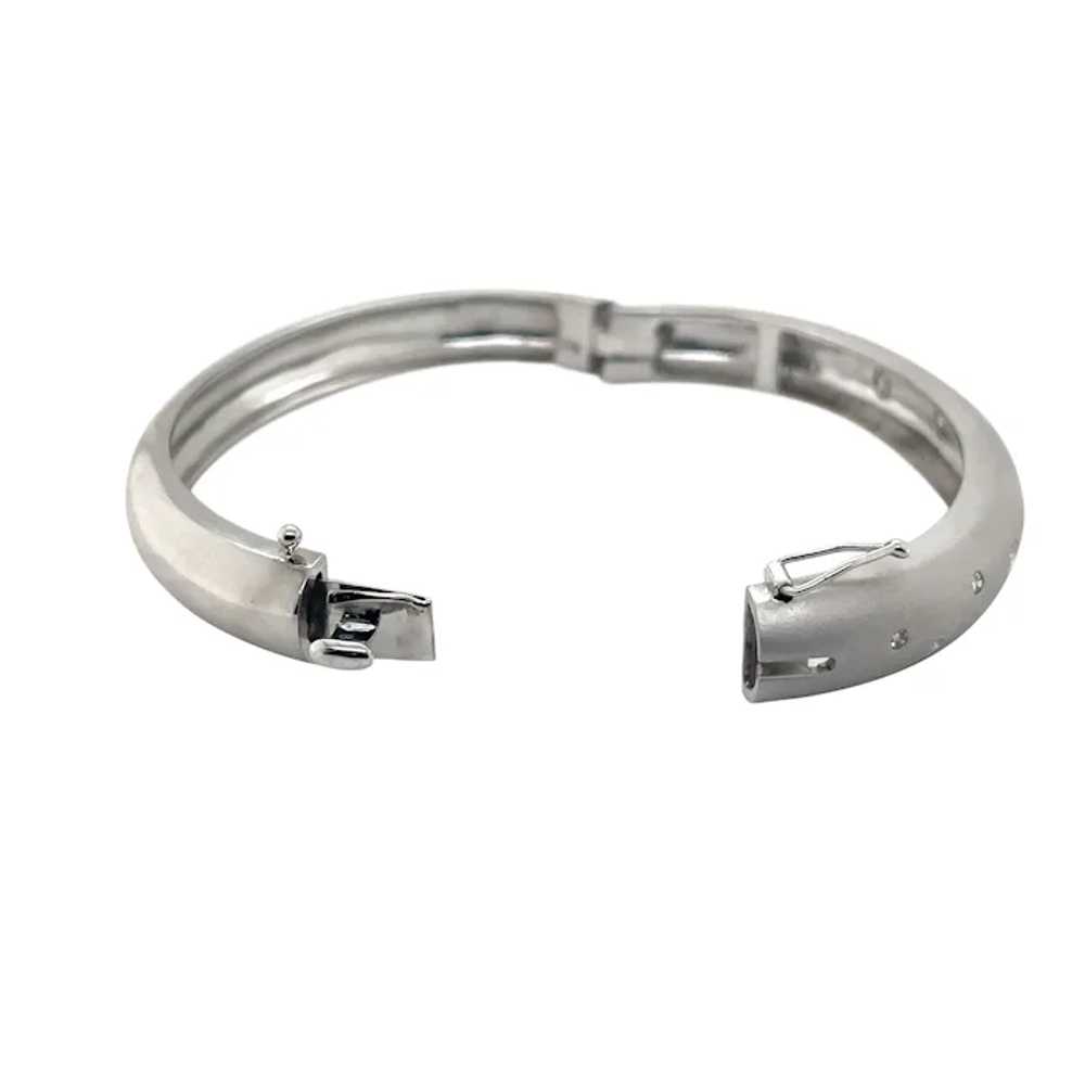 14K White Gold Diamond Bangle Bracelet - image 2