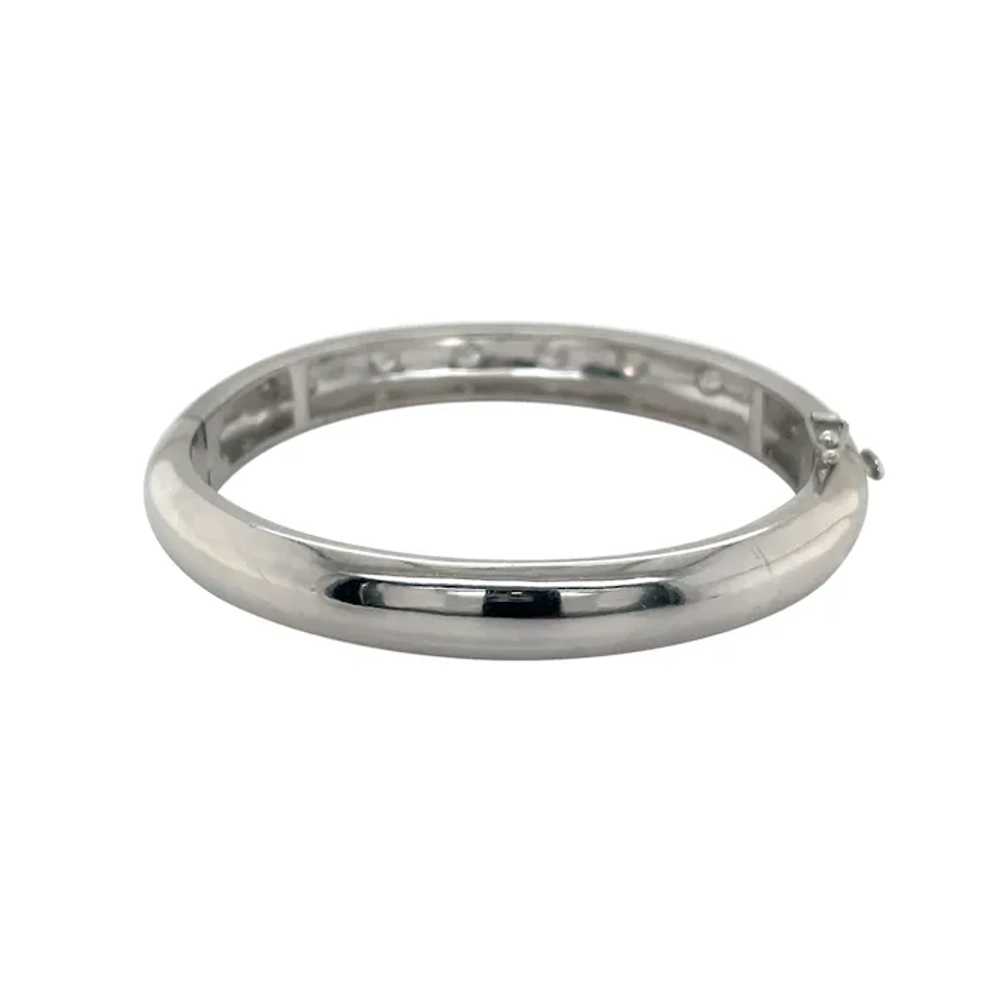 14K White Gold Diamond Bangle Bracelet - image 3