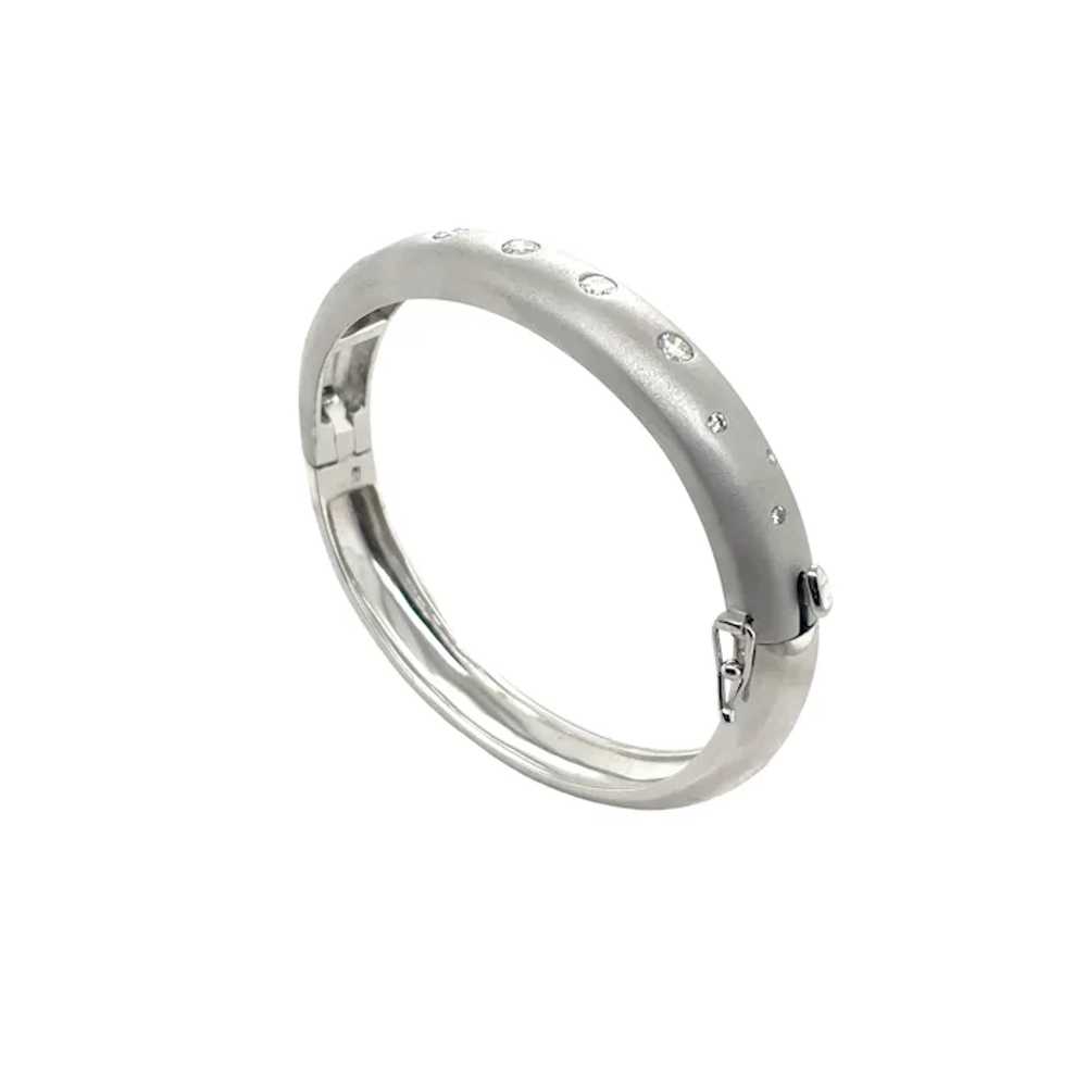 14K White Gold Diamond Bangle Bracelet - image 4