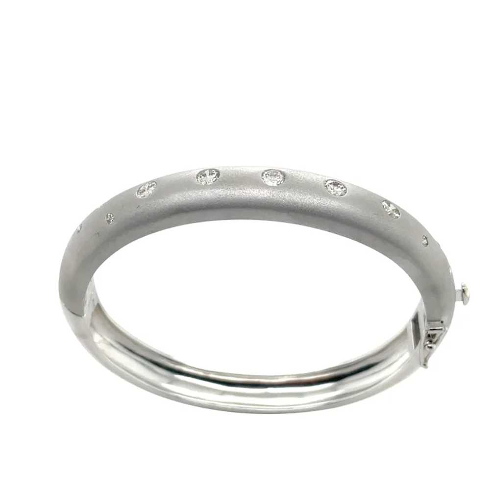 14K White Gold Diamond Bangle Bracelet - image 5