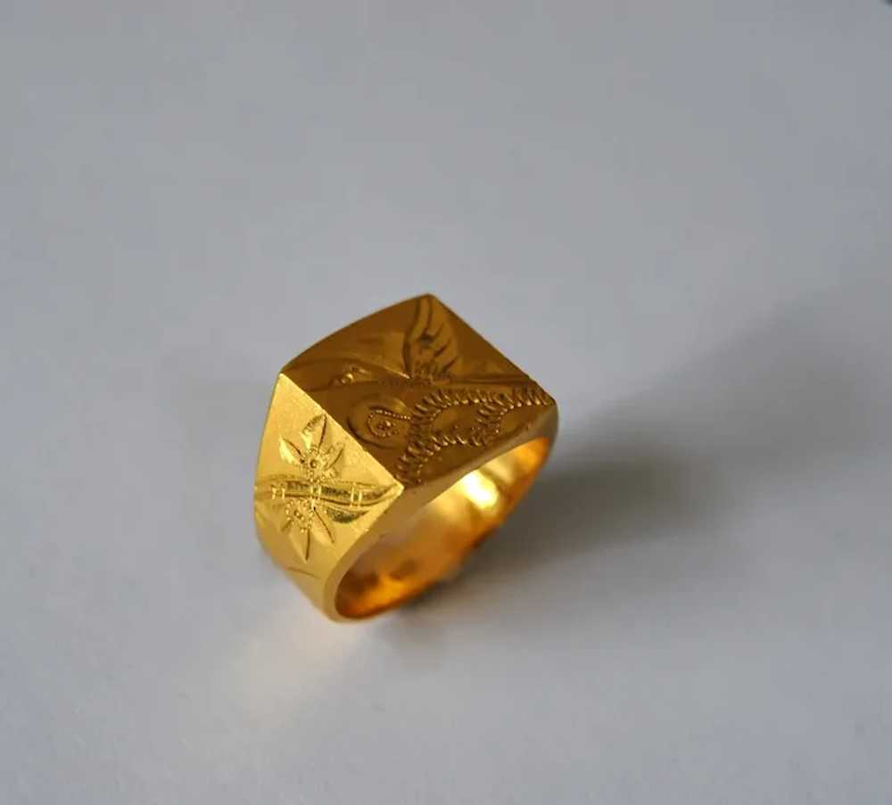 24K Gold Signet Ring 18.6 grams Unisex - image 12