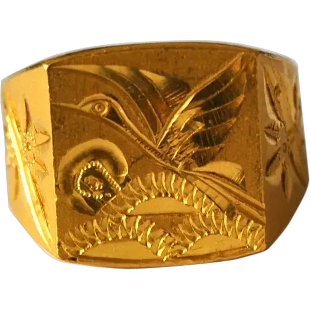 24K Gold Signet Ring 18.6 grams Unisex - image 1