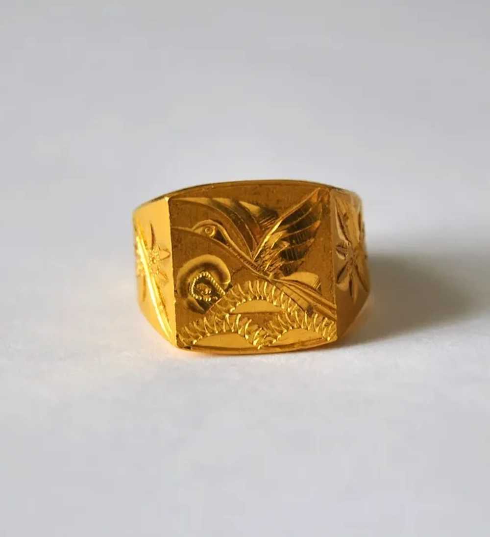 24K Gold Signet Ring 18.6 grams Unisex - image 3