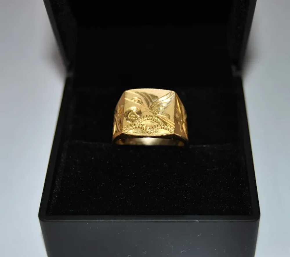 24K Gold Signet Ring 18.6 grams Unisex - image 6