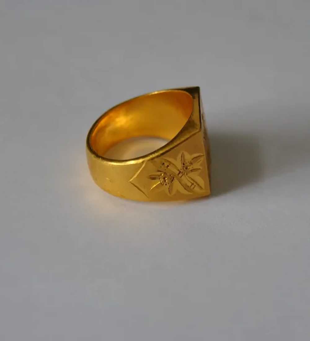 24K Gold Signet Ring 18.6 grams Unisex - image 7